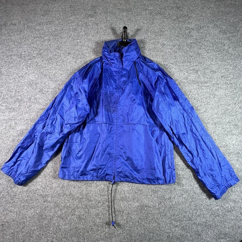 Eddie Bauer Windbreaker Jacket Men's L Blue Nylon Hiking Gorpcore Full-Zip